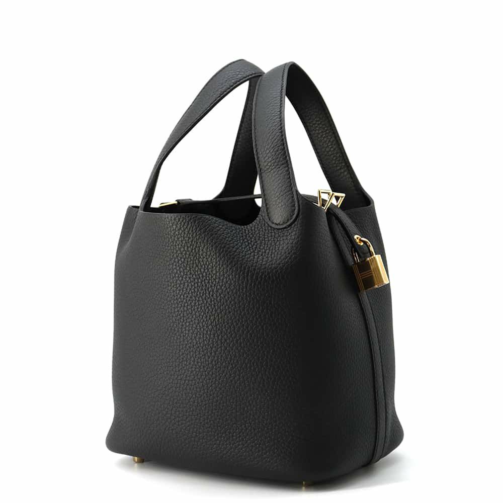 ルメス ハンドバッグ ピコタンロックPM ブラック/ゴールド金具 トリヨンクレマンス K刻印 黒