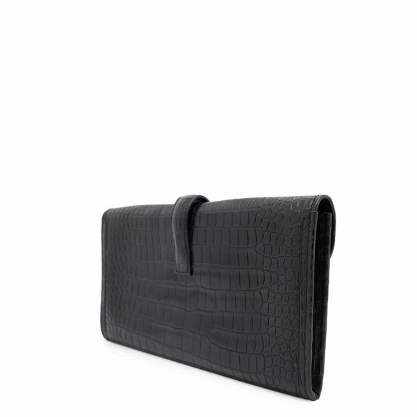 エルメス クラッチバッグ ジジェ エラン ブラック クロコダイル ポロサスマット T刻印 HERMES バッグ 黒