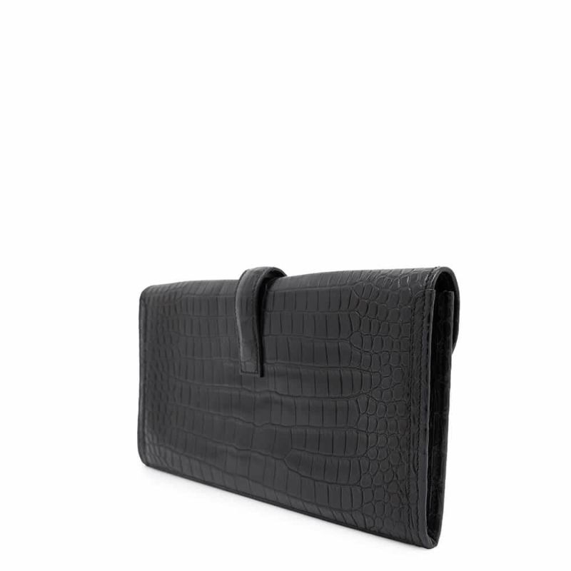 エルメス クラッチバッグ ジジェ エラン ブラック クロコダイル ポロサスマット T刻印 HERMES バッグ 黒