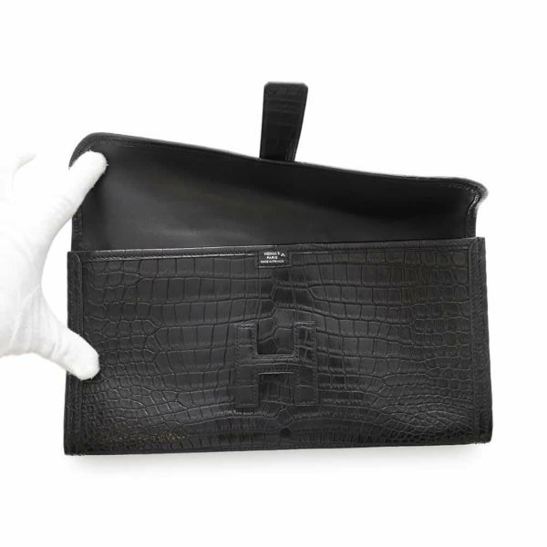 エルメス クラッチバッグ ジジェ エラン ブラック クロコダイル ポロサスマット T刻印 HERMES バッグ 黒