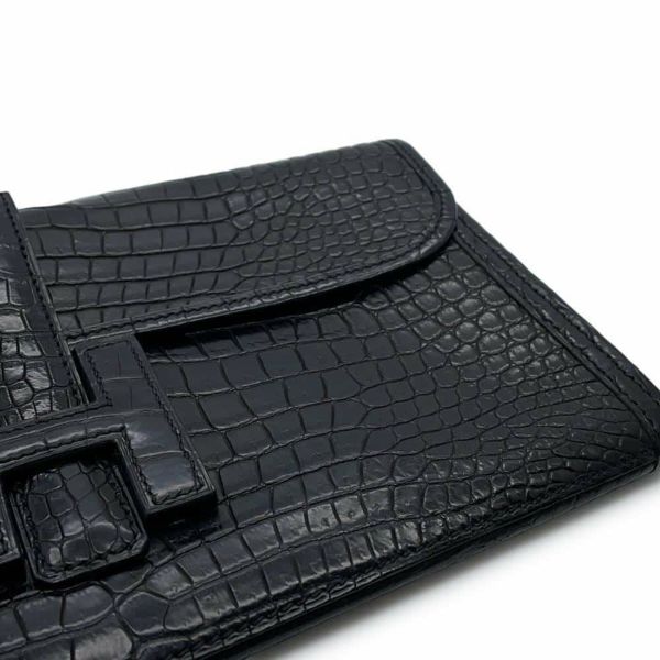 エルメス クラッチバッグ ジジェ エラン ブラック クロコダイル ポロサスマット T刻印 HERMES バッグ 黒