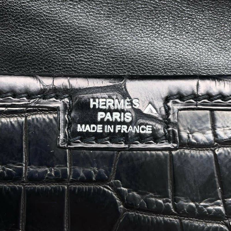 エルメス クラッチバッグ ジジェ エラン ブラック クロコダイル ポロサスマット T刻印 HERMES バッグ 黒