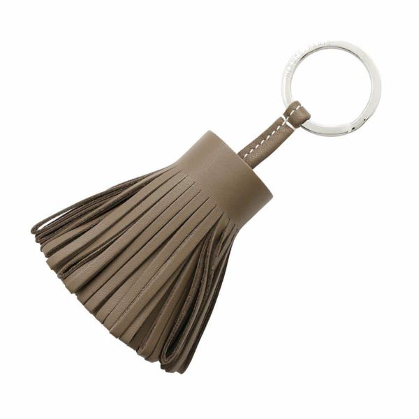 エルメス キーホルダー カルメン エトゥープ/シルバー金具 ラムスキン W刻印