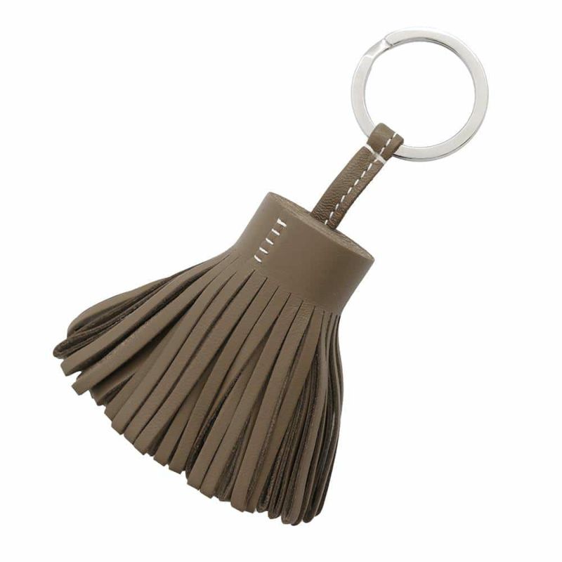 エルメス キーホルダー カルメン エトゥープ/シルバー金具 ラムスキン W刻印