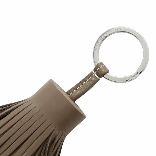 エルメス キーホルダー カルメン エトゥープ/シルバー金具 ラムスキン W刻印