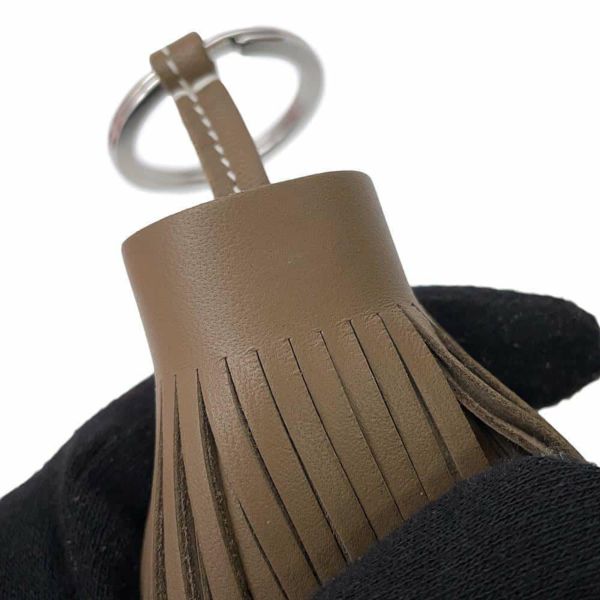 エルメス キーホルダー カルメン エトゥープ/シルバー金具 ラムスキン W刻印