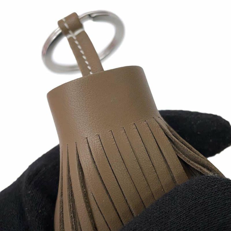 エルメス キーホルダー カルメン エトゥープ/シルバー金具 ラムスキン W刻印