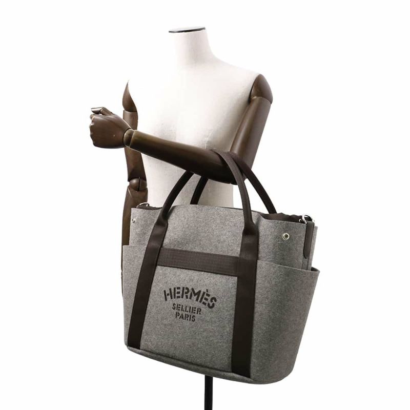 エルメス サックドパンサージュ グルーム SAC DE PANSAGE GROOM グリモワイヤン/ブラウン W刻印 2wayショルダーバッグ