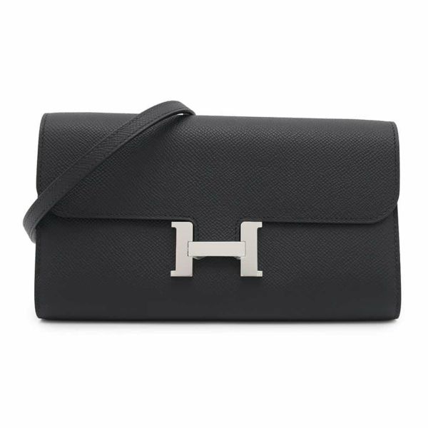 エルメス 長財布 コンスタンス トゥーゴー ロング ブラック/シルバー金具 エプソン W刻印 HERMES 黒
