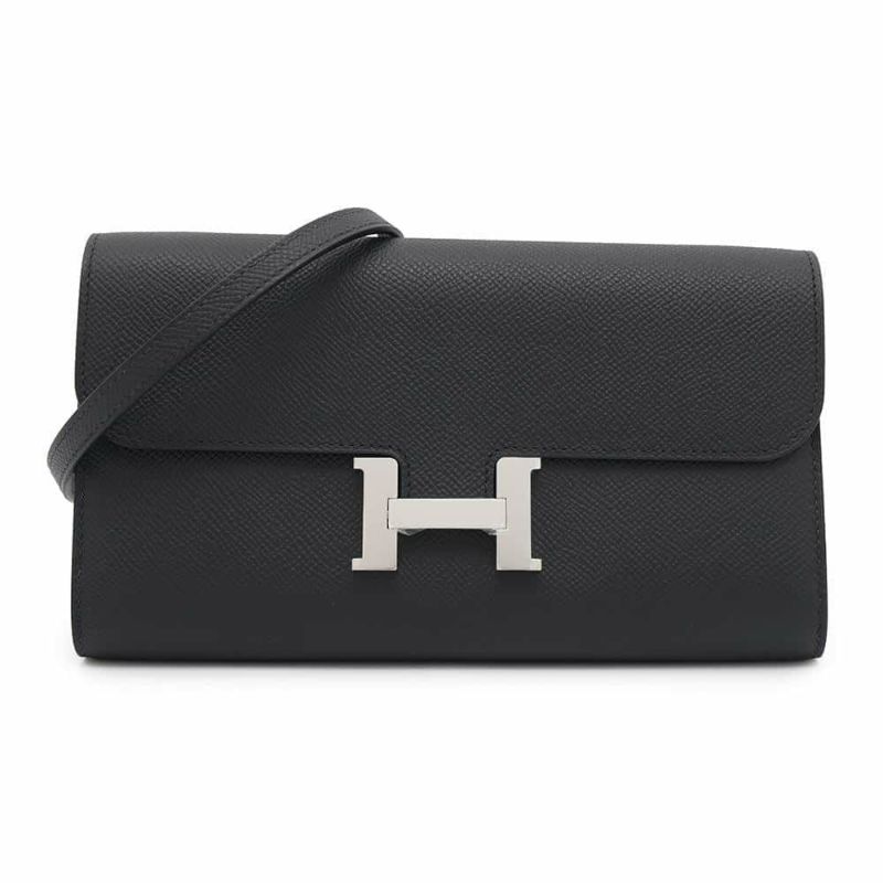 エルメス 長財布 コンスタンス トゥーゴー ロング ブラック/シルバー金具 エプソン W刻印 HERMES 黒