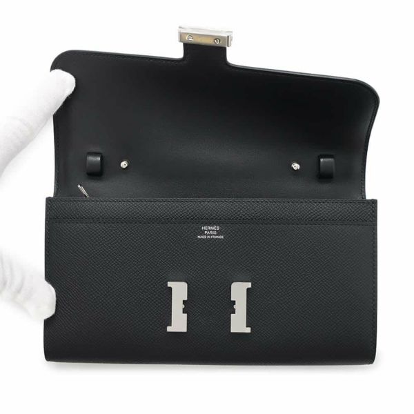 エルメス 長財布 コンスタンス トゥーゴー ロング ブラック/シルバー金具 エプソン W刻印 HERMES 黒
