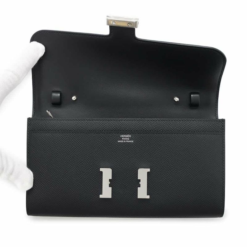 エルメス 長財布 コンスタンス トゥーゴー ロング ブラック/シルバー金具 エプソン W刻印 HERMES 黒