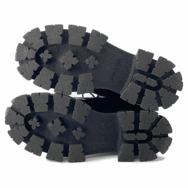 プラダ ブーツ モノリス ポーチ付 レザー Re-Nylon コンバットブーツ レディースサイズ37 2/1 1T255M PRADA 靴 黒