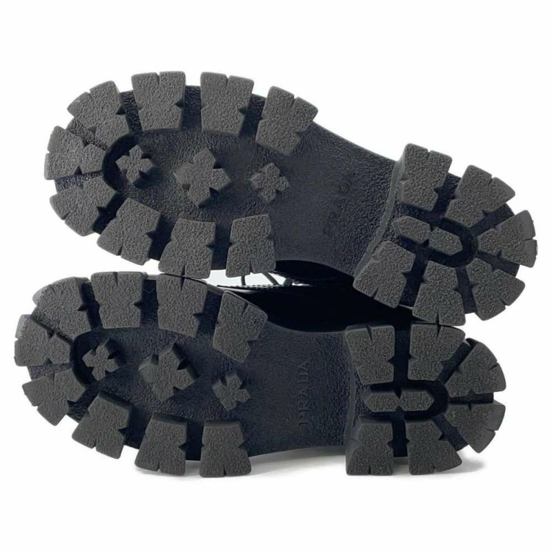 プラダ ブーツ モノリス ポーチ付 レザー Re-Nylon コンバットブーツ レディースサイズ37 2/1 1T255M PRADA 靴 黒