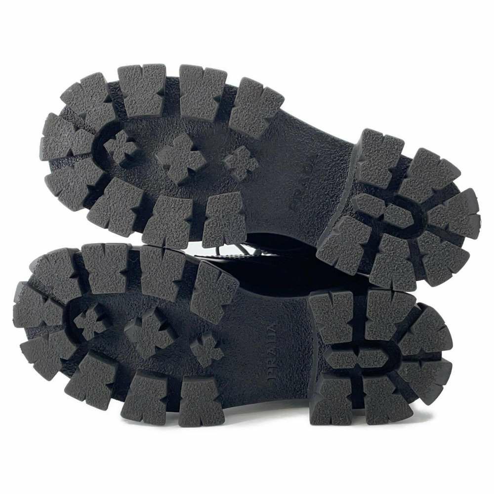 プラダ ブーツ モノリス ポーチ付 レザー Re-Nylon コンバットブーツ レディースサイズ37 2/1 1T255M PRADA 靴 黒