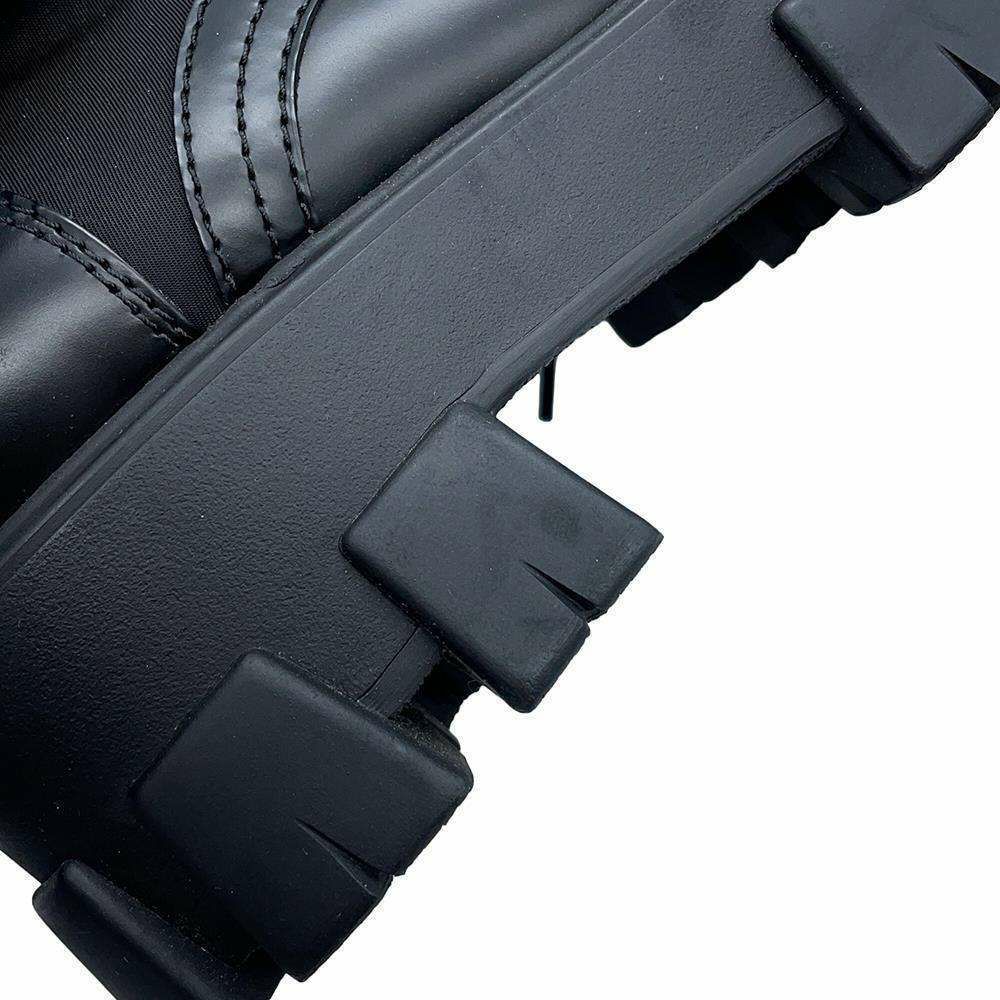 プラダ ブーツ モノリス ポーチ付 レザー Re-Nylon コンバットブーツ レディースサイズ37 2/1 1T255M PRADA 靴 黒