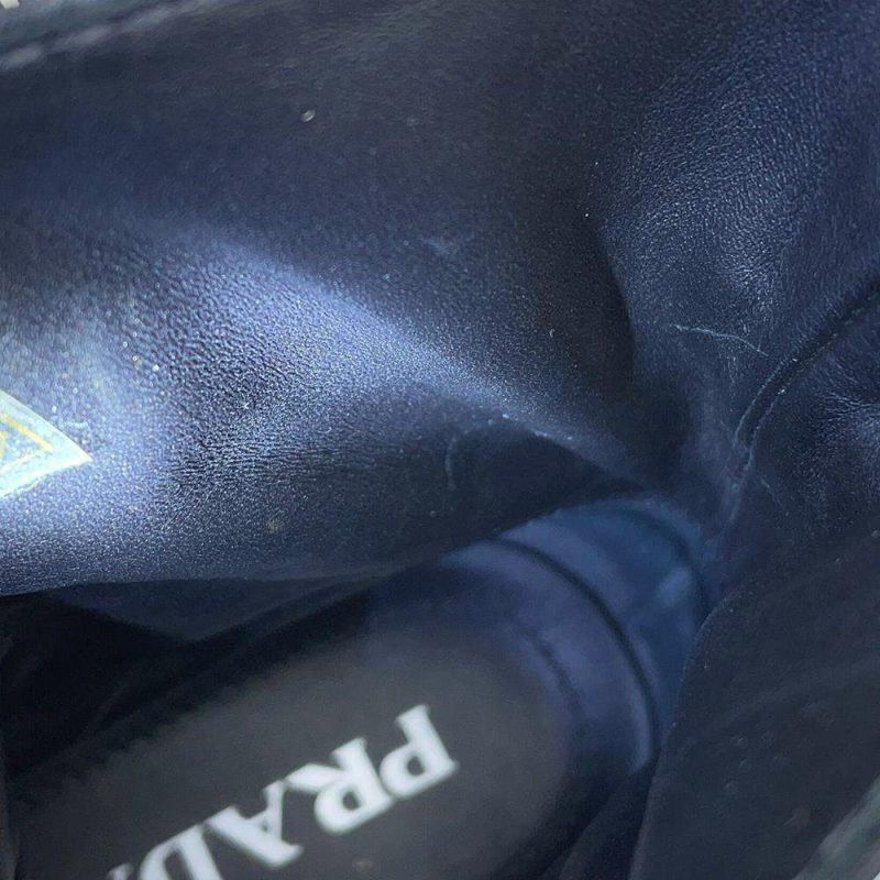 プラダ ブーツ モノリス ポーチ付 レザー Re-Nylon コンバットブーツ レディースサイズ37 2/1 1T255M PRADA 靴 黒