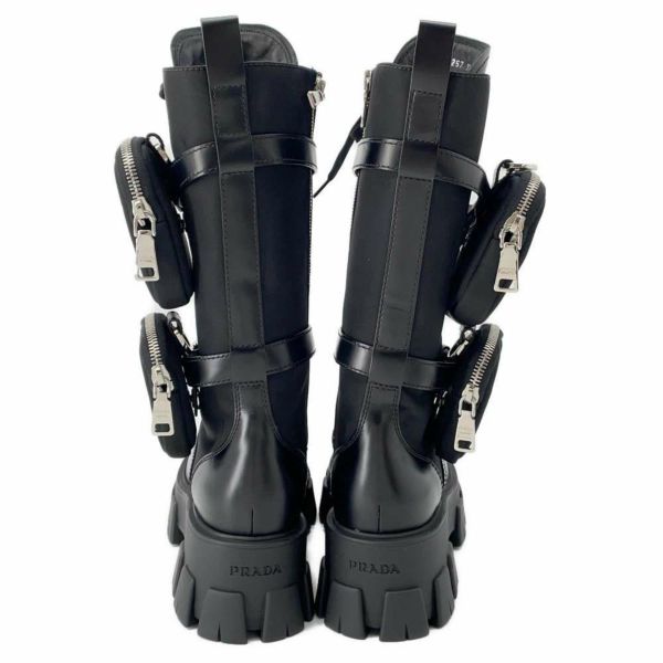 プラダ ロングブーツ モノリス ポーチ付 コンバットブーツ レディースサイズ37 2/1 PRADA 靴 黒