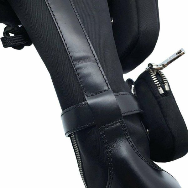 プラダ ロングブーツ モノリス ポーチ付 コンバットブーツ レディースサイズ37 2/1 PRADA 靴 黒