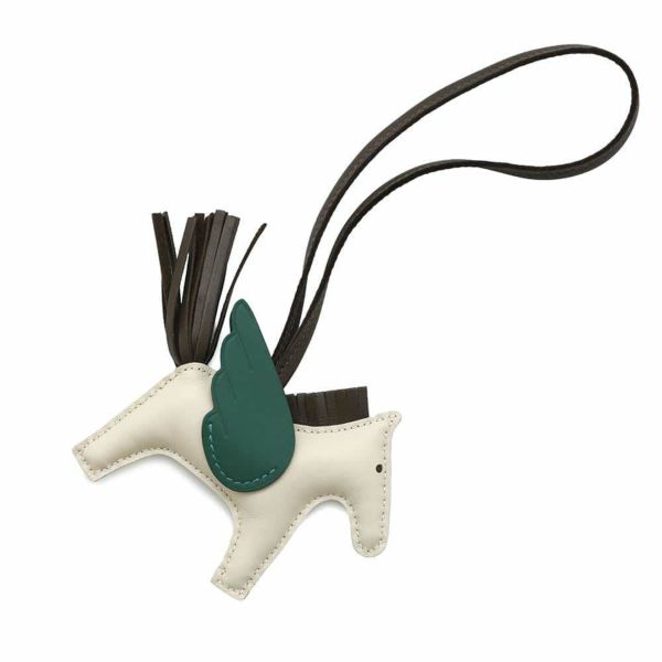 エルメス バッグチャーム ロデオPM ペガサス クレ/ショコラ/ヴェールモワイヤン ラムスキン/スイフト W刻印