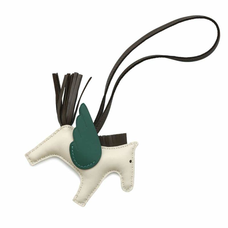 エルメス バッグチャーム ロデオPM ペガサス クレ/ショコラ/ヴェールモワイヤン ラムスキン/スイフト W刻印