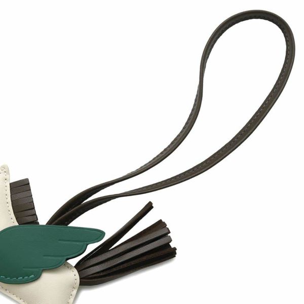 エルメス バッグチャーム ロデオPM ペガサス クレ/ショコラ/ヴェールモワイヤン ラムスキン/スイフト W刻印