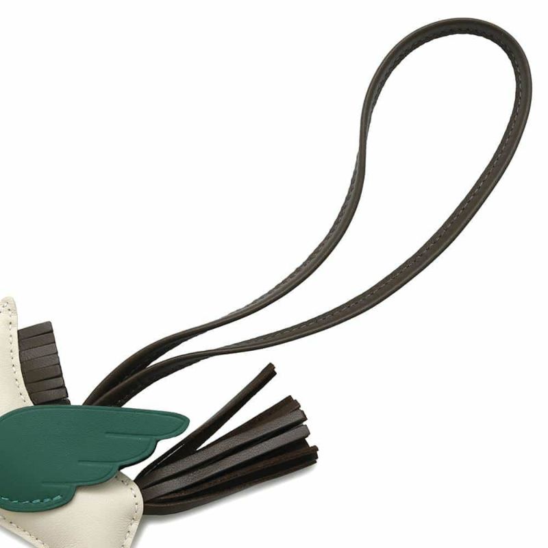 エルメス バッグチャーム ロデオPM ペガサス クレ/ショコラ/ヴェールモワイヤン ラムスキン/スイフト W刻印