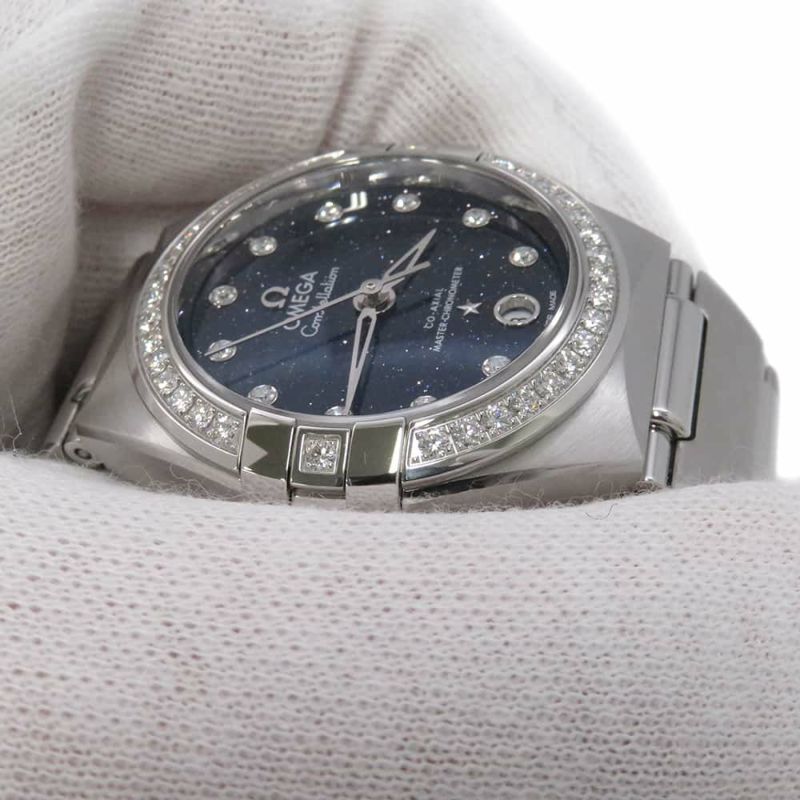 オメガ コンステレーション マンハッタン ダイヤベゼル 131.15.29.20.53.001 OMEGA 腕時計 ブルー文字盤 11Pダイヤ