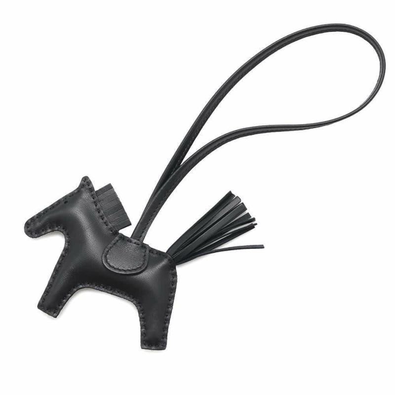 エルメス バッグチャーム ロデオPM ブラック ラムスキン K刻印 黒 ソーブラック