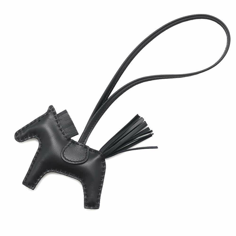 エルメス バッグチャーム ロデオPM ブラック ラムスキン K刻印 黒 ソーブラック