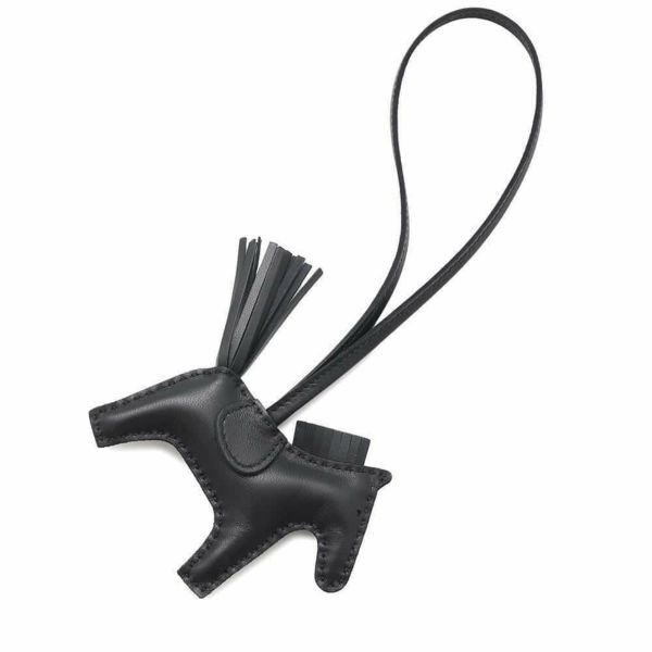 エルメス バッグチャーム ロデオPM ブラック ラムスキン K刻印 黒 ソーブラック