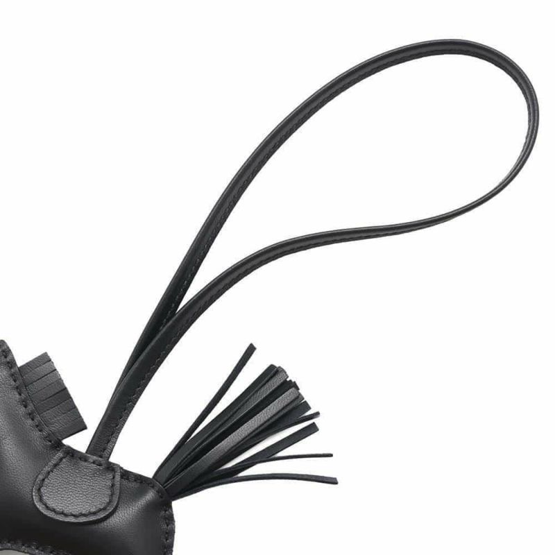 エルメス バッグチャーム ロデオPM ブラック ラムスキン K刻印 黒 ソーブラック