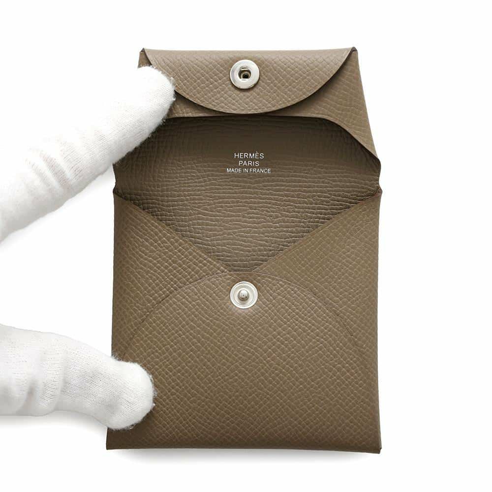 エルメス コインケース バスティア エトゥープ エプソン W刻印 HERMES 財布
