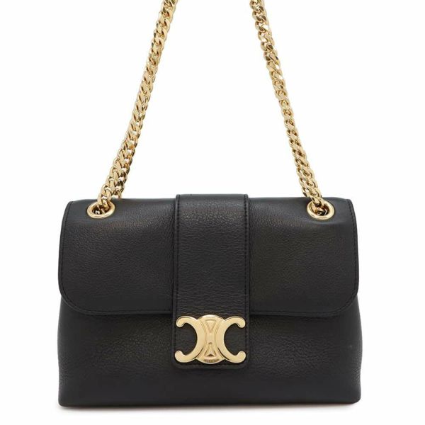 セリーヌ チェーンショルダーバッグ トリオンフ ティーン ヴィクトワール カーフレザー 116593 CELINE 黒