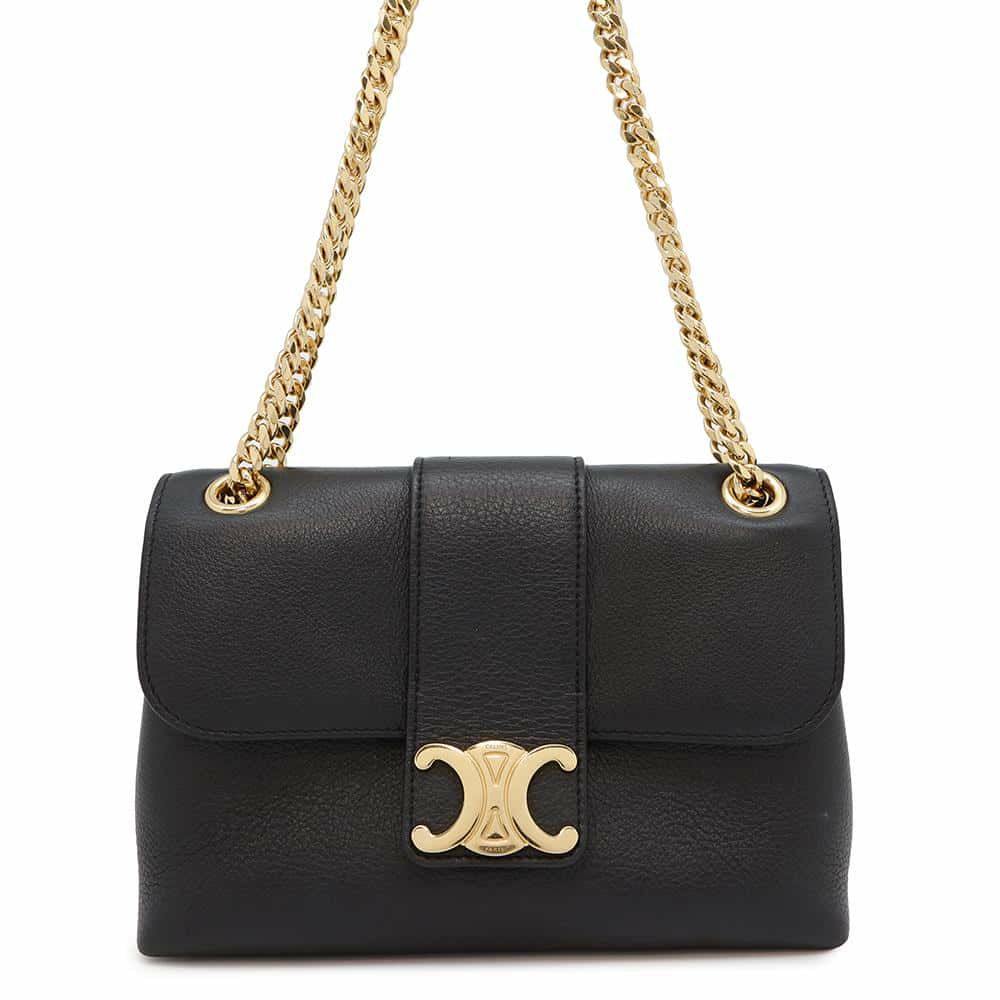 セリーヌ チェーンショルダーバッグ トリオンフ ティーン ヴィクトワール カーフレザー 116593 CELINE 黒