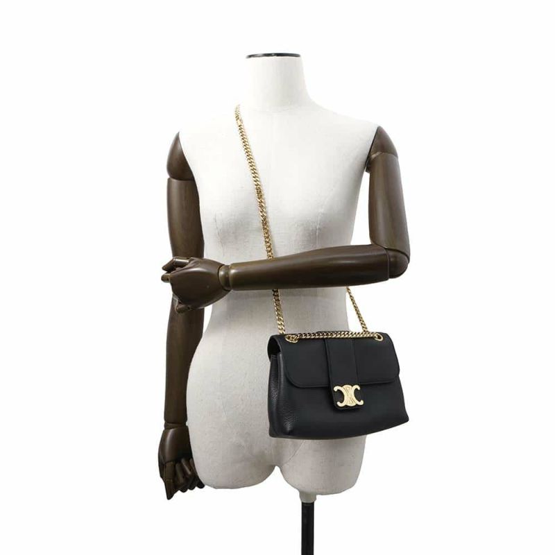 セリーヌ チェーンショルダーバッグ トリオンフ ティーン ヴィクトワール カーフレザー 116593 CELINE 黒