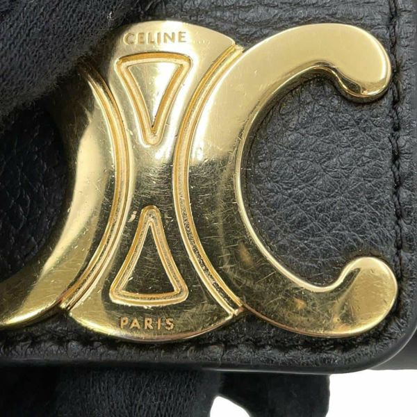 セリーヌ チェーンショルダーバッグ トリオンフ ティーン ヴィクトワール カーフレザー 116593 CELINE 黒