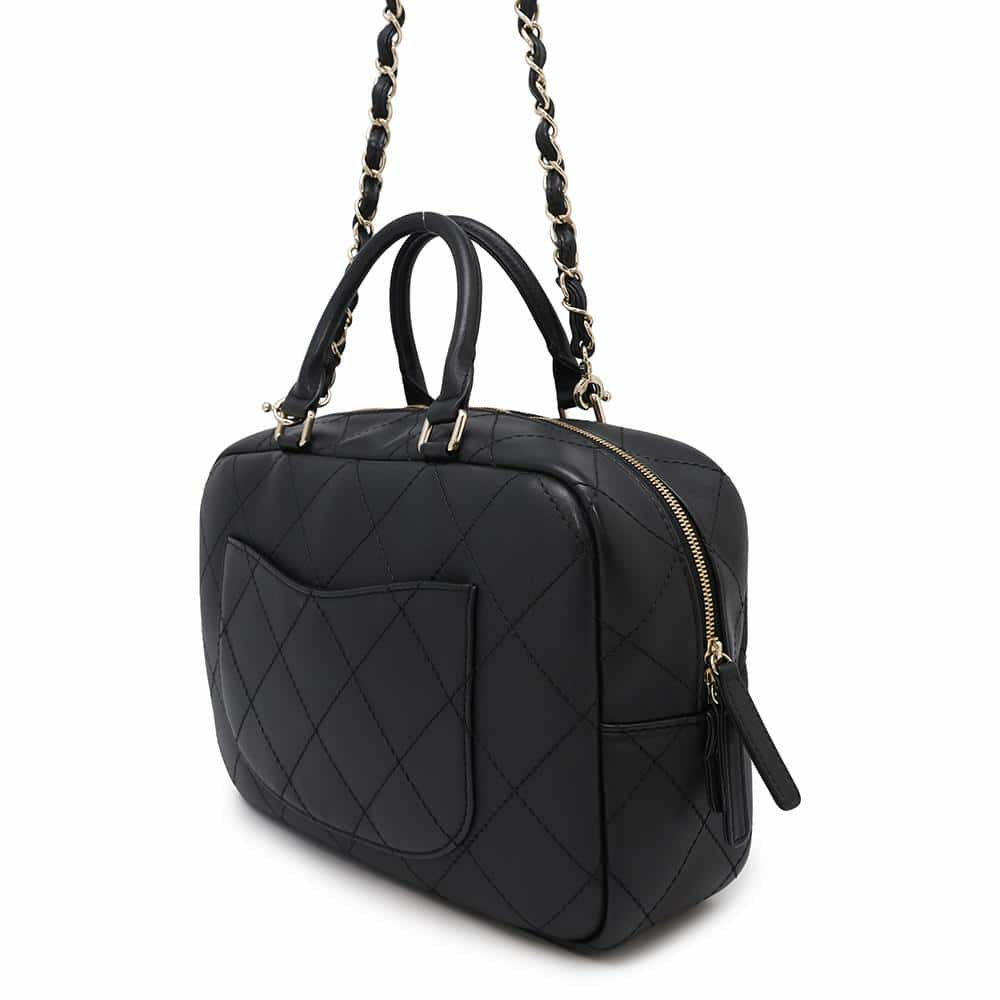 シャネル ハンドバッグ マトラッセ ココマーク ボーリングバッグ CHANEL 2WAYショルダーバッグ 黒