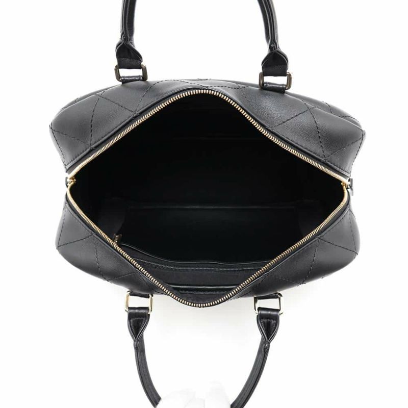 シャネル ハンドバッグ マトラッセ ココマーク ボーリングバッグ CHANEL 2WAYショルダーバッグ 黒