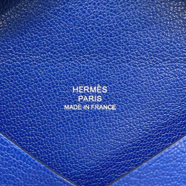 エルメス カードケース カルヴィ ブルーフランス シェブルミゾル U刻印 HERMES 名刺入れ