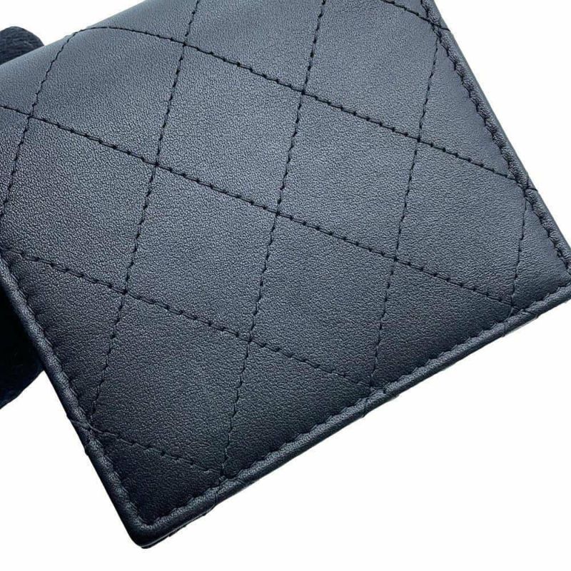 シャネル 二つ折り財布 ココマーク マトラッセ スモールウォレット AP4381 CHANEL 黒