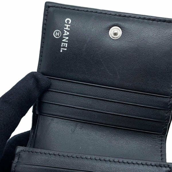 シャネル 二つ折り財布 ココマーク マトラッセ スモールウォレット AP4381 CHANEL 黒