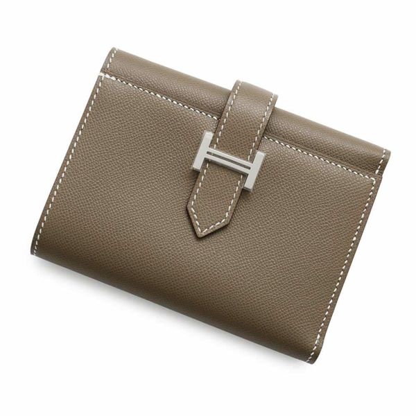 エルメス 三つ折り財布 ベアン コンビネ エトゥープ/シルバー金具 ヴォーマダム B刻印