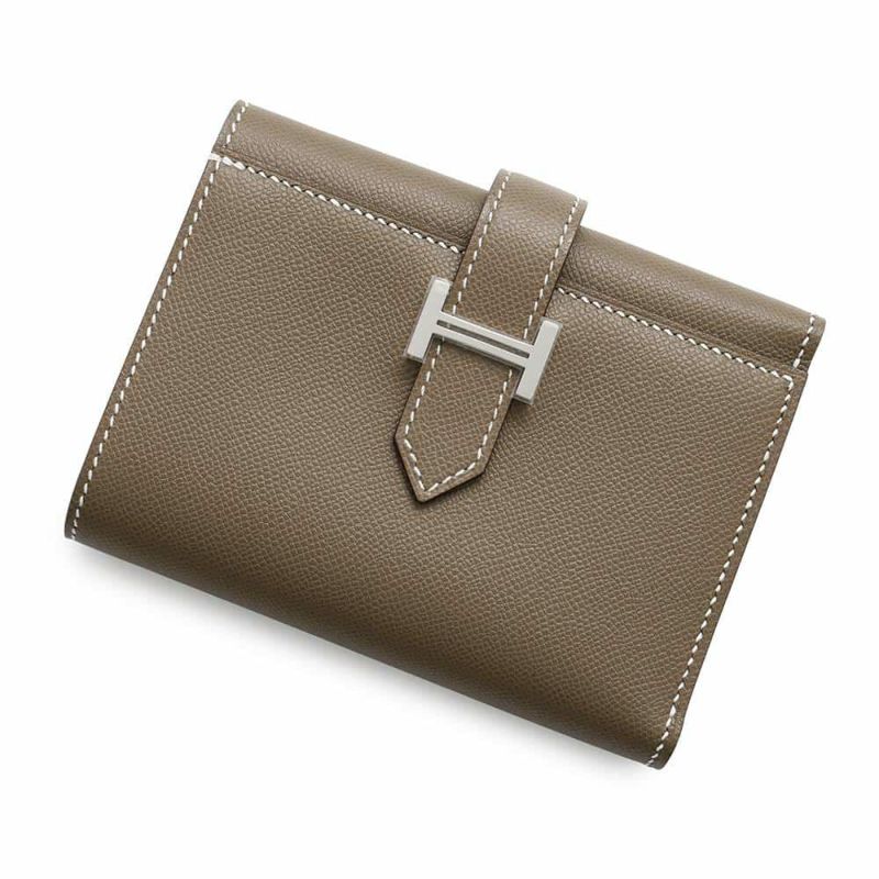 エルメス 三つ折り財布 ベアン コンビネ エトゥープ/シルバー金具 ヴォーマダム B刻印