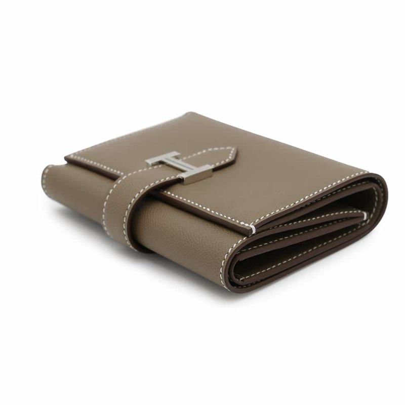 エルメス 三つ折り財布 ベアン コンビネ エトゥープ/シルバー金具 ヴォーマダム B刻印