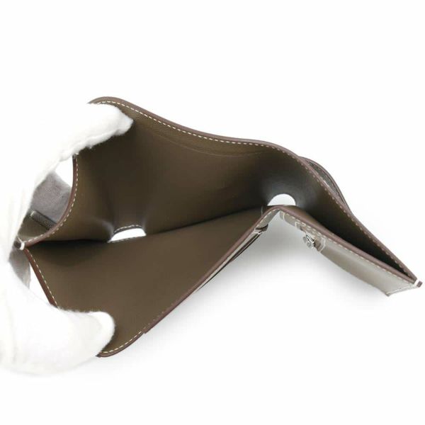 エルメス 三つ折り財布 ベアン コンビネ エトゥープ/シルバー金具 ヴォーマダム B刻印