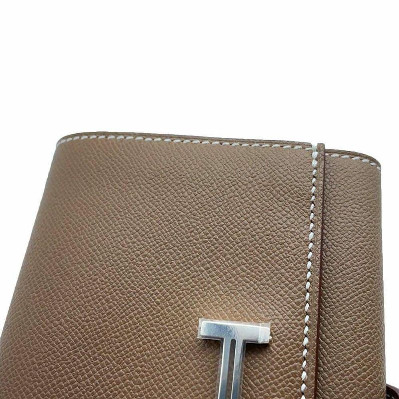 エルメス 三つ折り財布 ベアン コンビネ エトゥープ/シルバー金具 ヴォーマダム B刻印