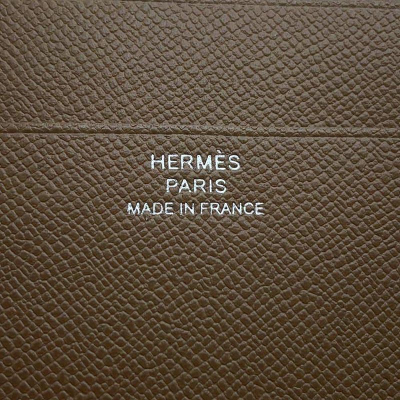 エルメス 三つ折り財布 ベアン コンビネ エトゥープ/シルバー金具 ヴォーマダム B刻印