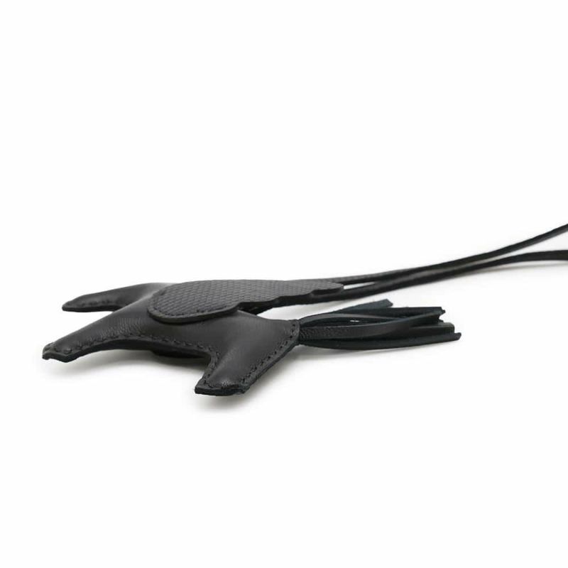 エルメス バッグチャーム ロデオPM ペガサス タッチ ブラック ラムスキン/リザード U刻印 HERMES 黒 ソーブラック