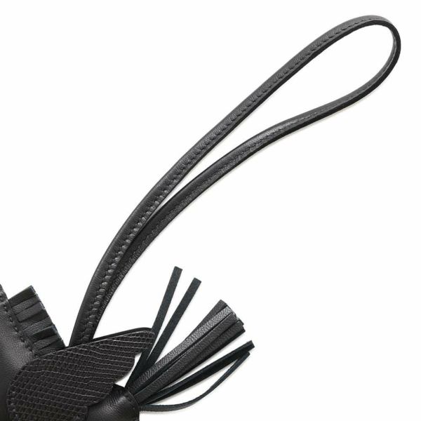 エルメス バッグチャーム ロデオPM ペガサス タッチ ブラック ラムスキン/リザード U刻印 HERMES 黒 ソーブラック